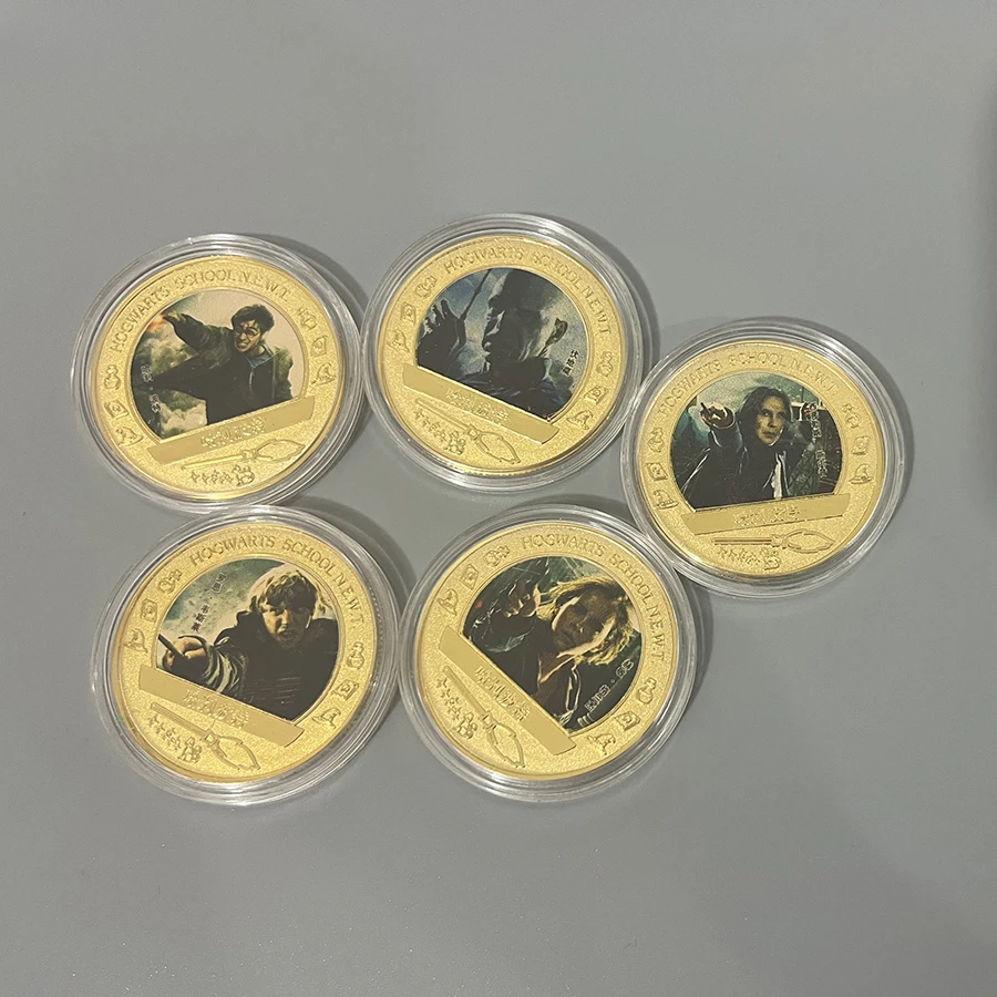 Moneda conmemorativa de Harry Potter de color dorado, insignia de metal de Voldemort Severus, recuerdo mágico de anime, medalla, juguete para regalo miniso