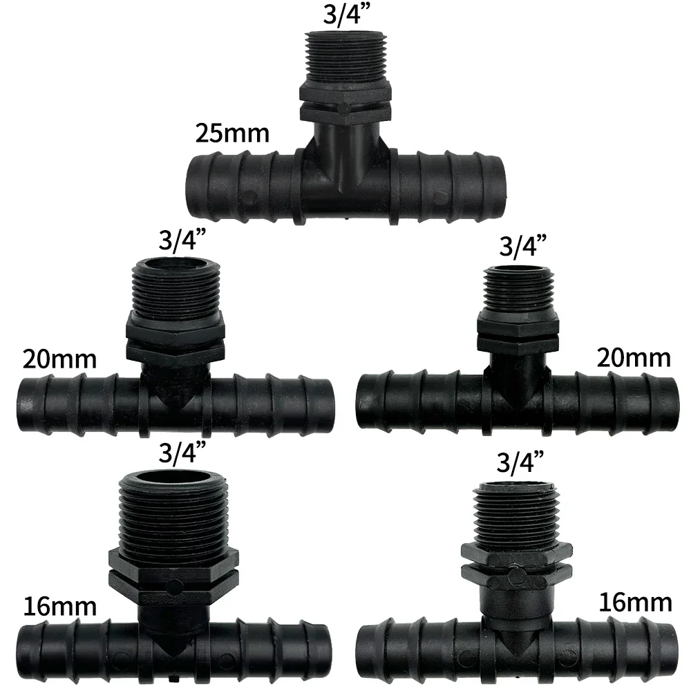

4 шт. 1/2 "3/4" с резьбой 16, 20, 25 мм, полиэтиленовый шланг, тройник, соединитель, адаптер, соединения для трубок, соединения для садового капельного орошения, ремонт муфты