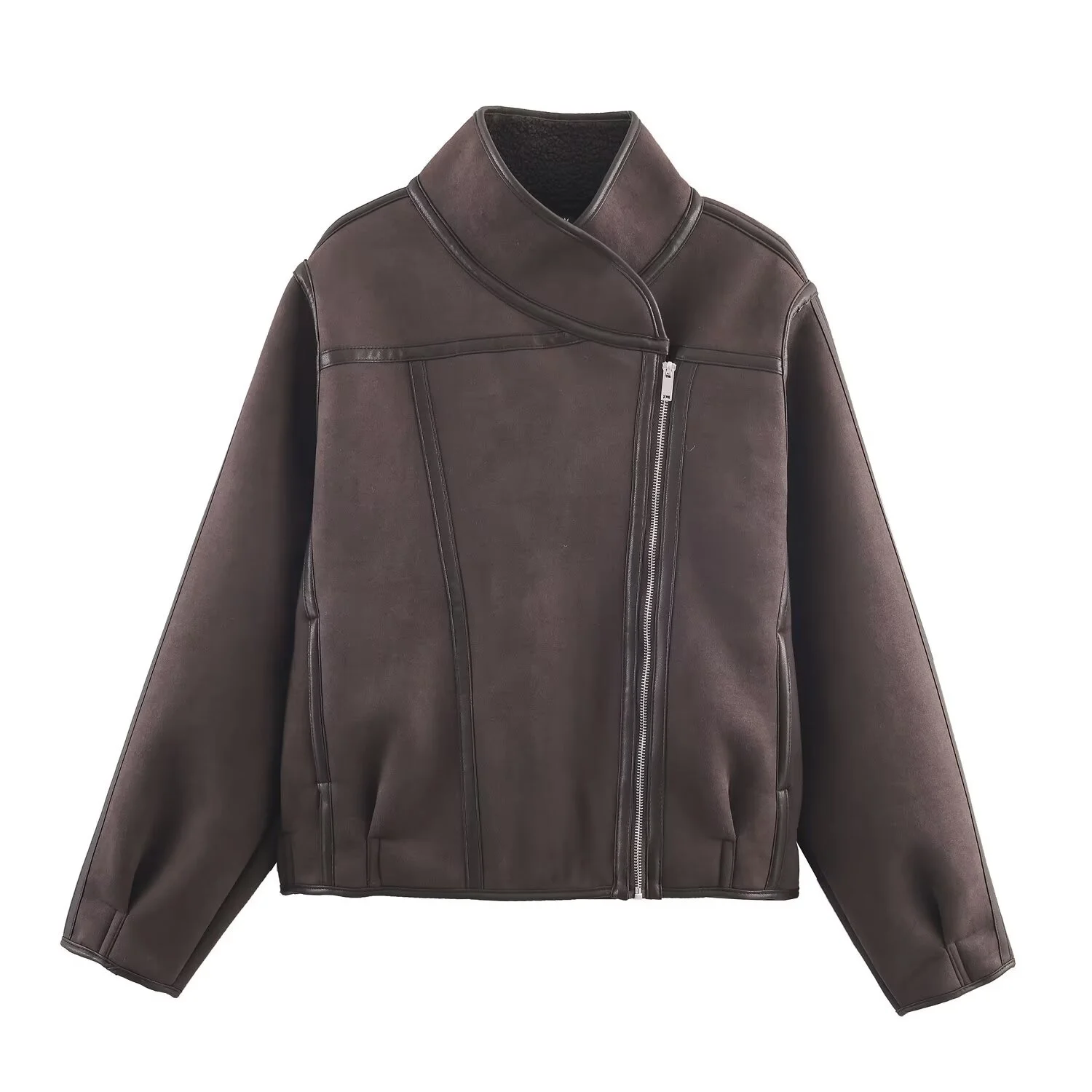 

2025 Winter New Women's Casual Fashion Retro Fur-lined High-neck Loose Long-sleeved Double-sided Jacket