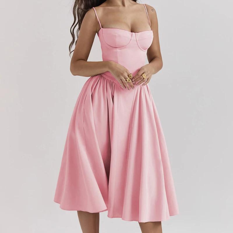 ชุดเดรสสายเดี่ยวสไตล์ยุโรปและอเมริกาสำหรับฤดูร้อนปี 2026 พร้อมดีไซน์รัดเอว แฟชั่นทันสมัยและเซ็กซี่ สีแดงสำหรับผู้หญิง