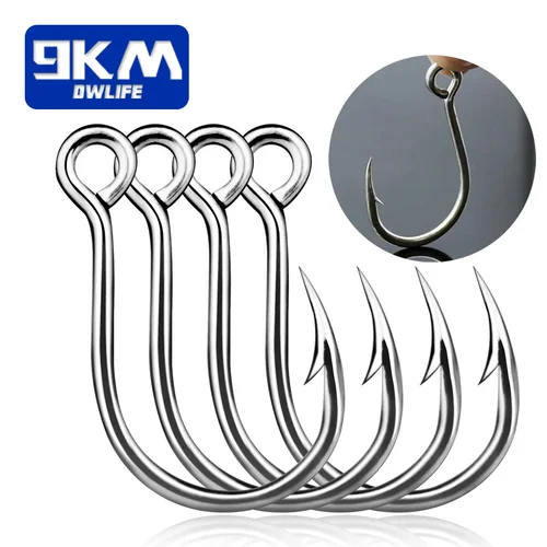 Anzuelos de pesca de 9KM, 25 uds., anzuelo de pesca de carpa en línea, anzuelo de Jigging de acero rico en carbono, accesorios de pesca de agua dulce y salada