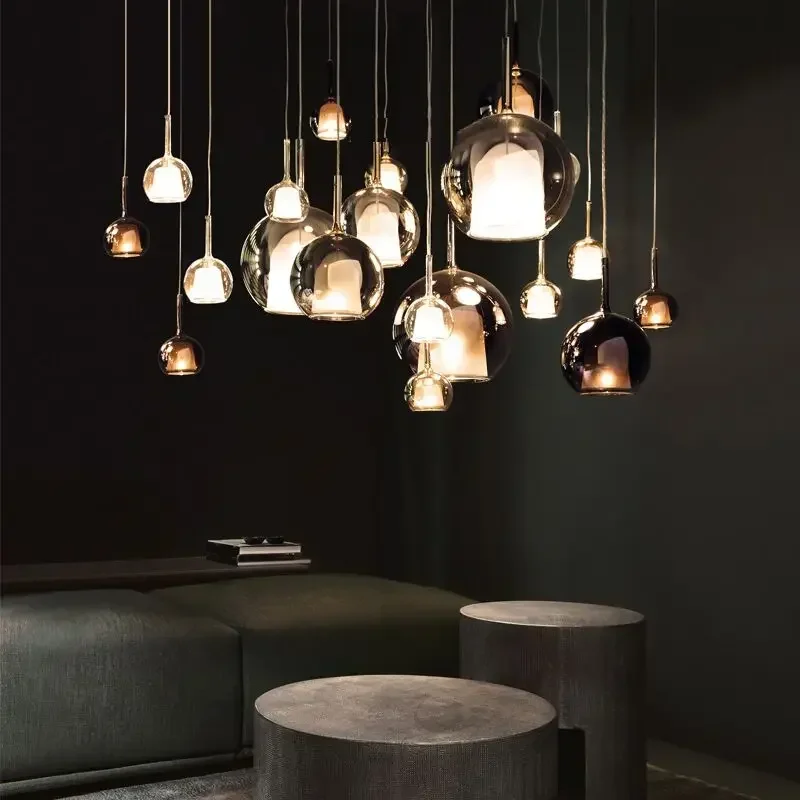 

2025 Modern Nordic LED Glass Pendant Light Fixtures Indoor Lighting Modern Bar Bedroom Living Room Art Decor Hanging Lamp Home