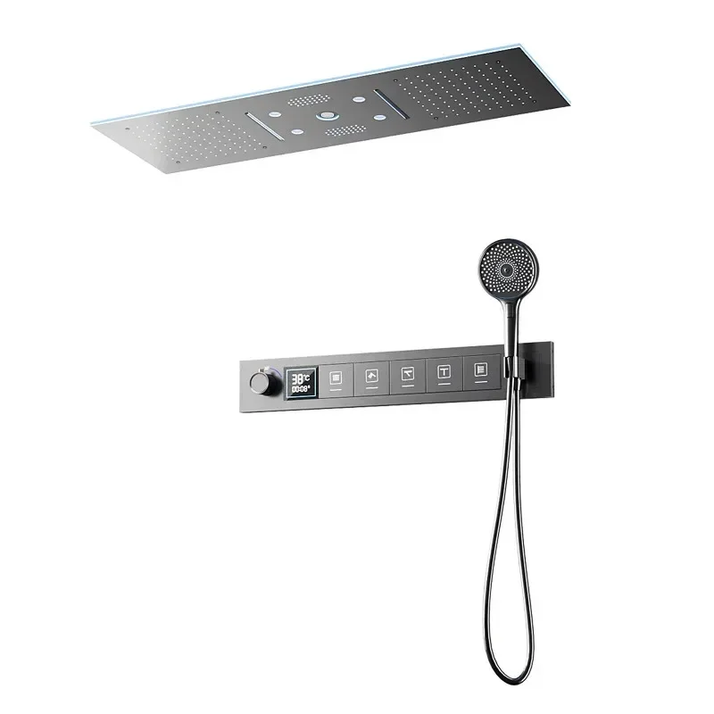 

canopy shower with light, concealed shower set, Bluetooth music digital display, all copper constant temperature