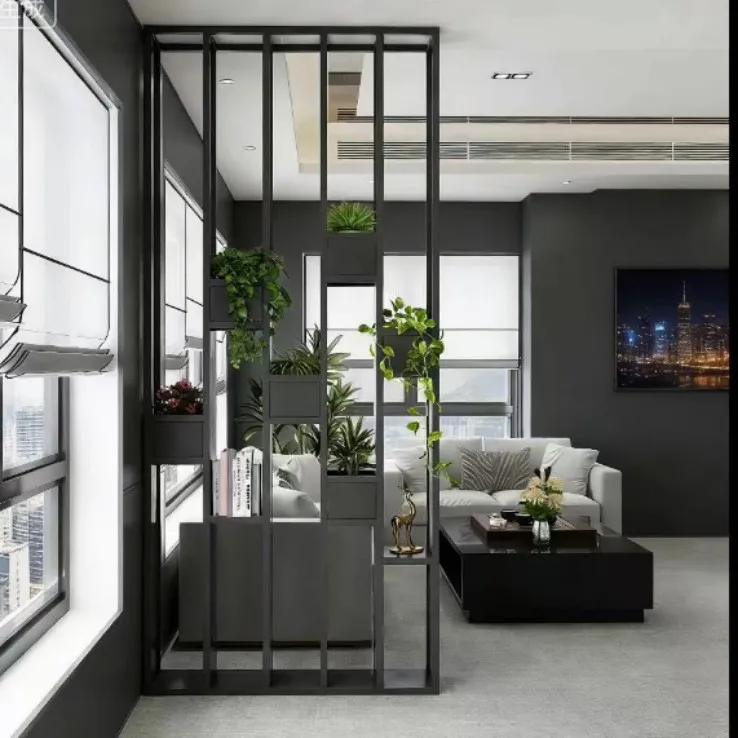 

Nordic industrial style simple wrought iron office green plant flower stand decoration guest restaurant bar partition screen