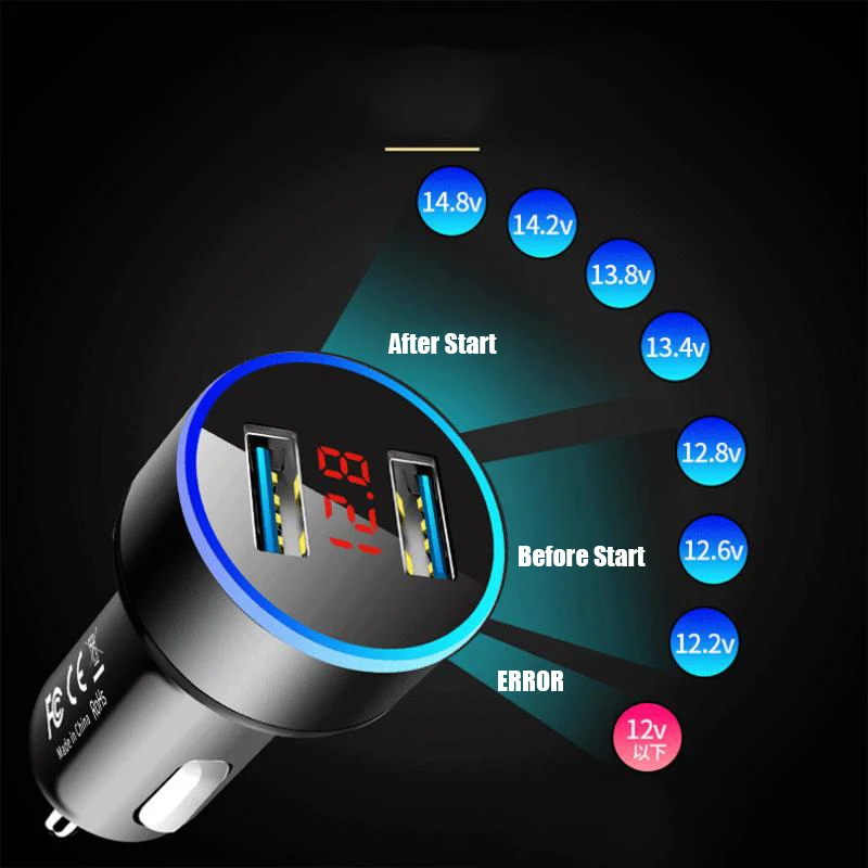 

USB Car Charger Fast Charging Dual USB Car Phone Charger Adapter Cigarette Lighter for Mobile Phone