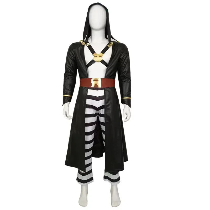 2025 NewCosplay Anime JoJo's Bizarre Adventure Golden Wind Risotto Nero black Uniform Hooded Trench Pants Halloween Party Out AA