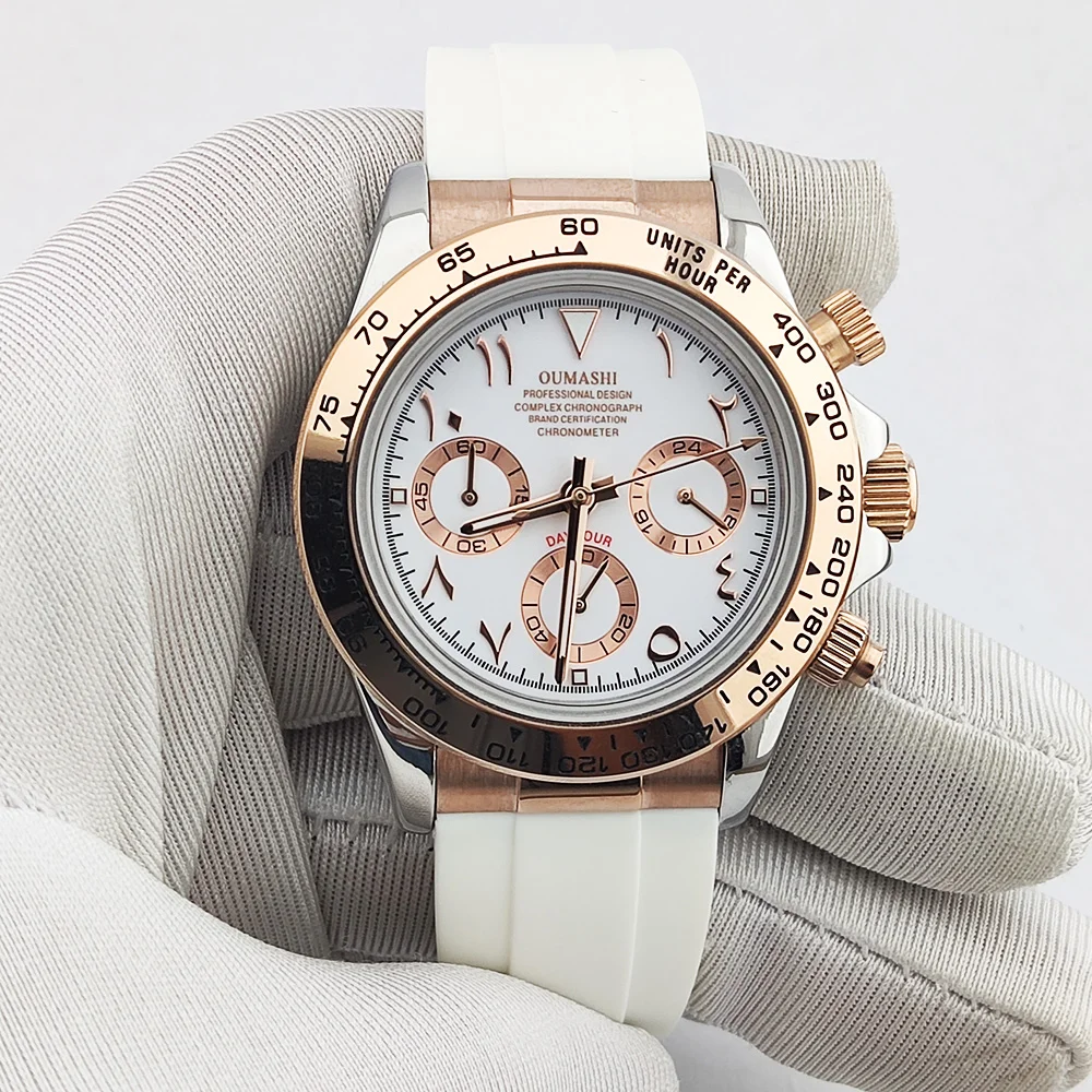 Orologio VK63 Orologio da uomo da 39,3 mm Acciaio inossidabile impermeabile Sport VK63 Orologio con movimento al quarzo Cronografo con zaffiro Bracciale in caucciù