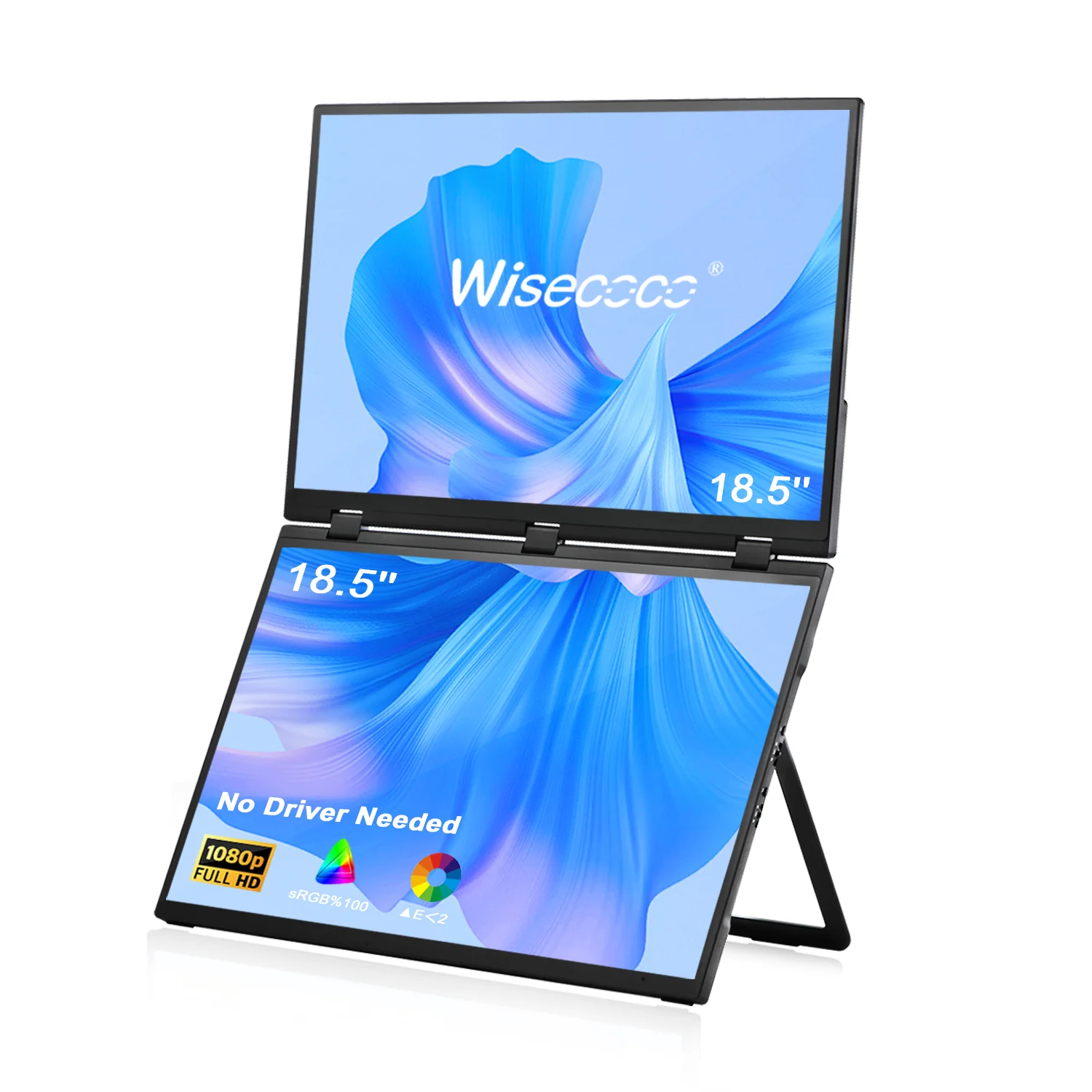 18.5 inch 120Hz 1080P HDMI Large Folding Stacked PC Laptop External Display Dual Screen Portable Monitor for Win/Mac