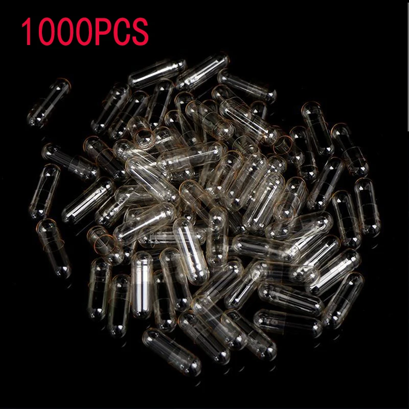 New 1000PCS Standard Size 0 Empty Capsules Empty Gelatin Clear Capsules 0# Hollow Hard Gelatin Transparent Zygote Capsules