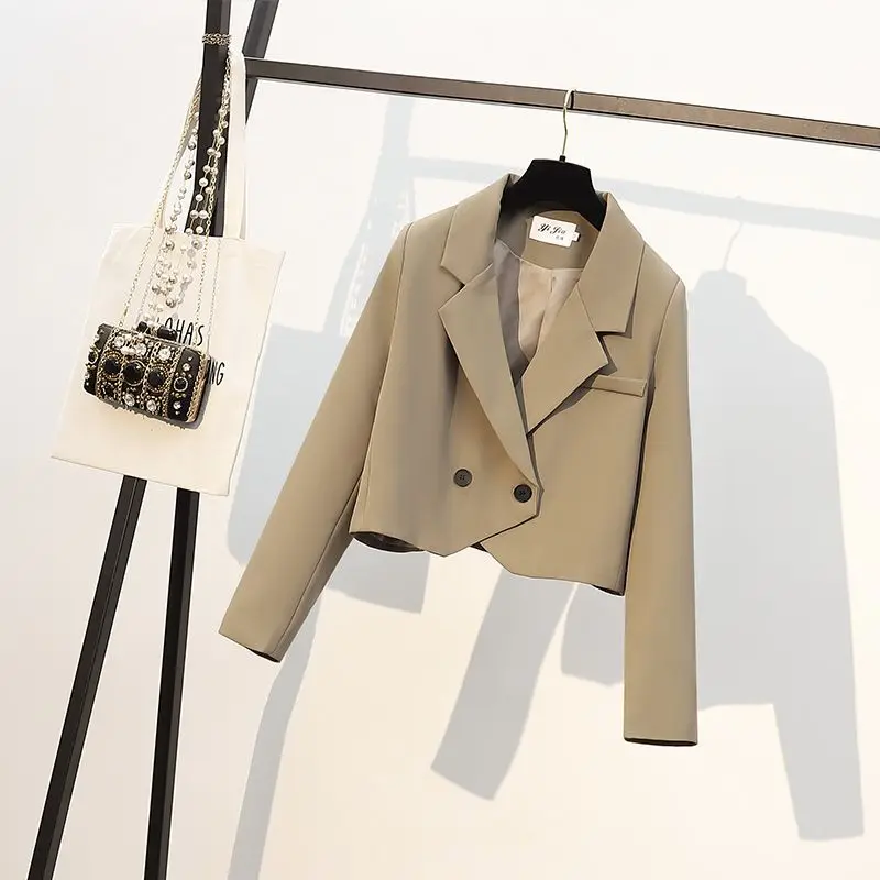 

2025 Women's Blazers Spring and Autumn New Short Casual Slim Suit Solid Jacket Woman Blazer Femme