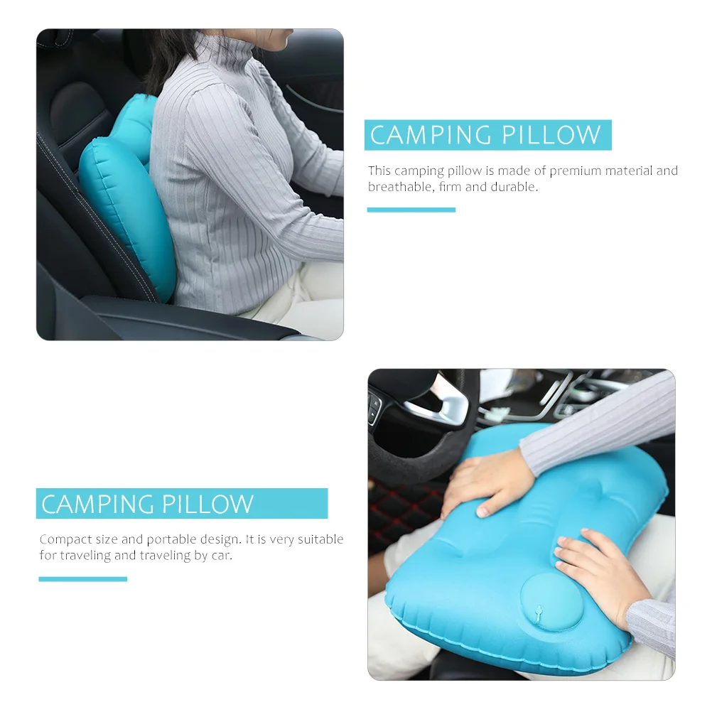 

Portable Inflatable Camping Pillow Lightweight Supple Quick Inflation Travel Back Cushion for Outdoor Car Office Resting