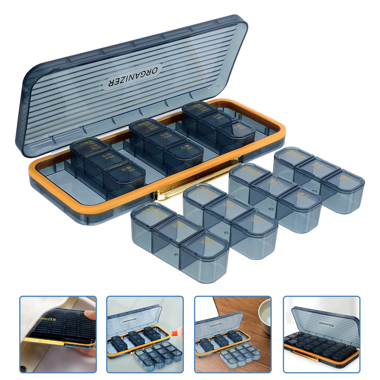 

Large Capacity Medicine Organizer Portable Reusable ABS Travel Pill Case Weekly Pill Holder Outdoor Medicine Storage Box