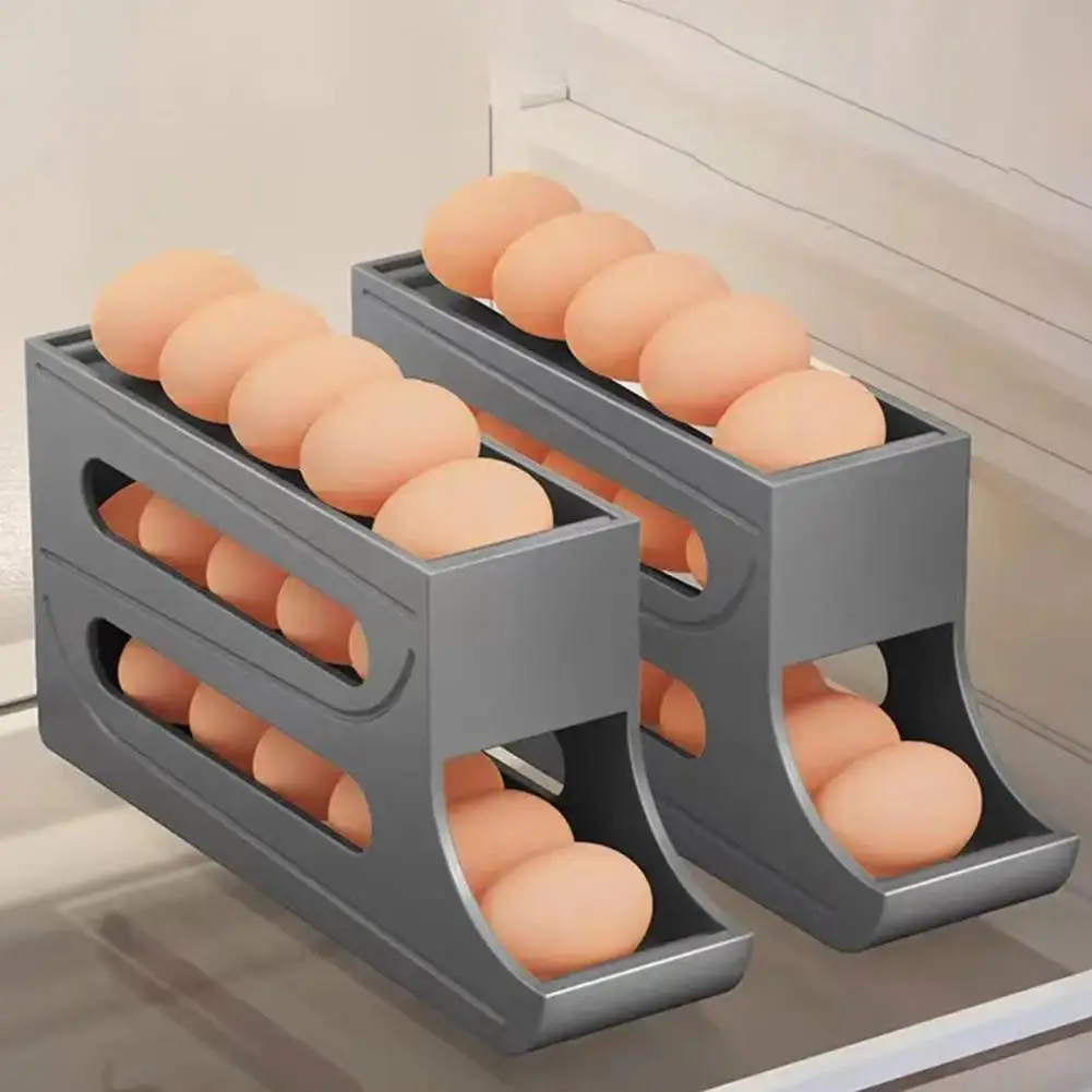 1/2 3-layer Refrigerator Egg Rack Large Capacity Multi-function Space Saving Egg Dispenser Automatic Rolling Egg Rack