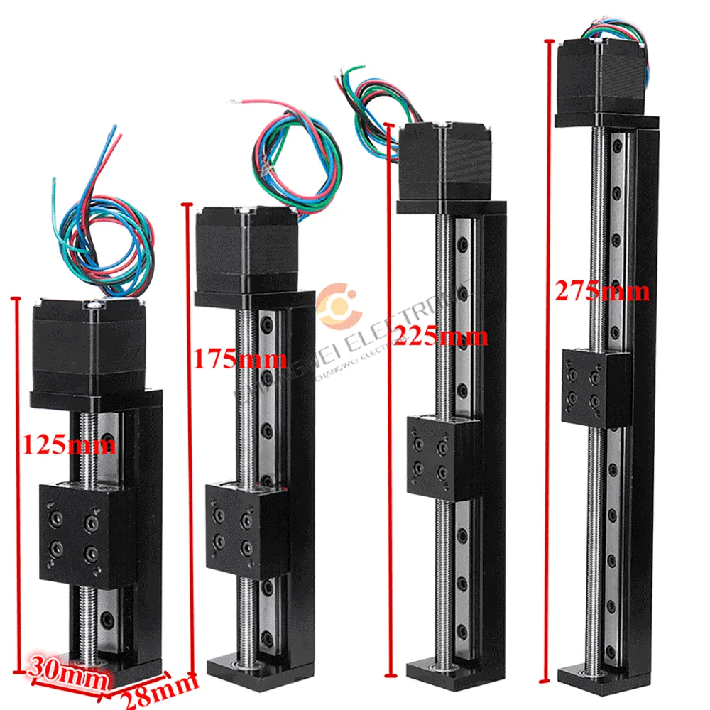 

3D Printer Linear Rail Guide T-type Mini Stepper Motor Linear Actuator 150-200mm Stroke Sliding Table&Nema11 28mm Stepper Motor