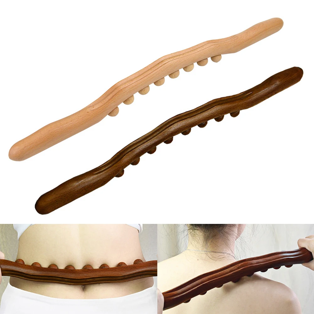 Massager For Body Natural Carbonized Wood Scraping Massage Stick Back Massager Spa Therapy Tool Point Treatment Guasha Relax