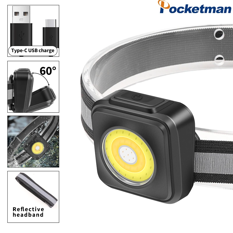 

Powerfull Mini Headlamp White/yellow/red Light LED Rechargeable Headlight 4-Mode Waterproof Head Torch Camping Fishing Lantern