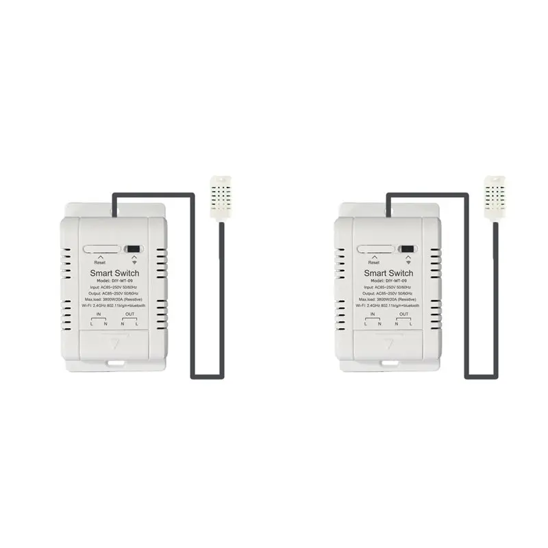ABKQ-2X Wifi Temperature And Humidity Switch With 1M Sensor Ewelink 20A Temperature Humidity Switch Supports Voice Control