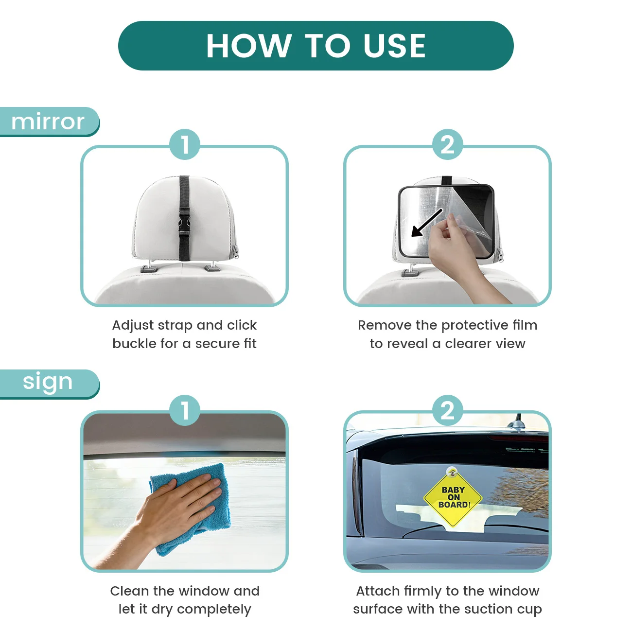1pc Shatterproof Baby Car Mirror for Rear Facing Infant with Wide Crystal Clear View, Car Rearview Mirror