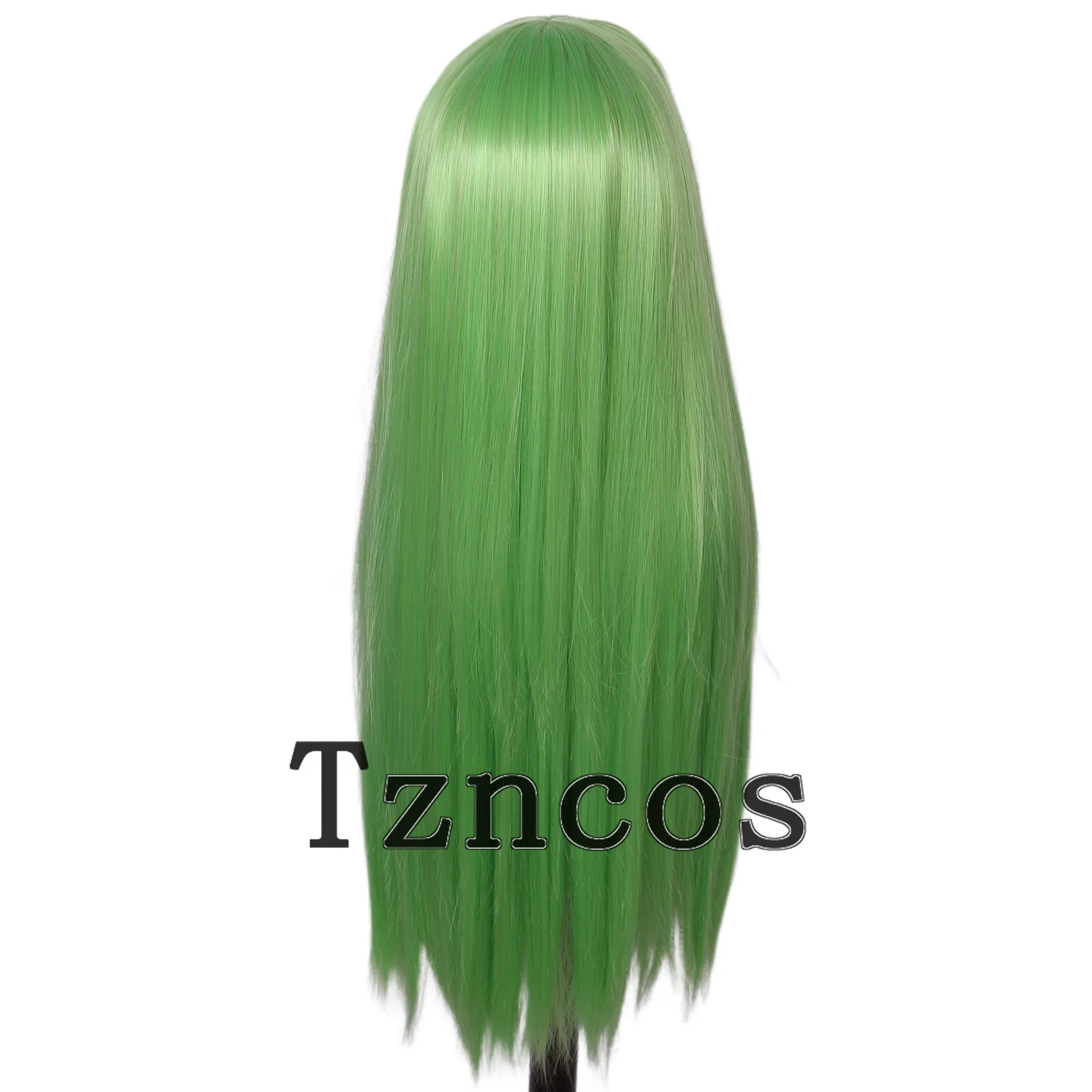 Tzncos C.C. Peruka do cosplay anime, długa, jasnozielona, syntetyczna, odporna na wysokie temperatury, peruka kostiumowa, peruka na Halloween.