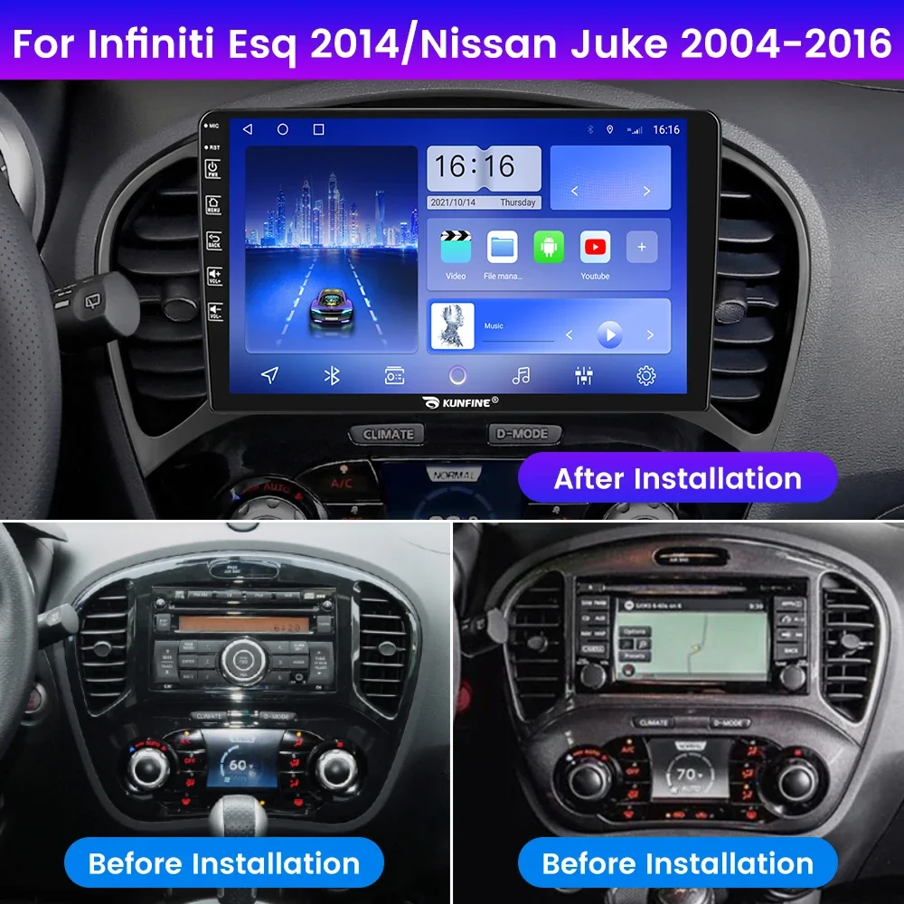 2Din Android Car Radio For Infiniti Esq 2014 Nissan Juke 2004-2016 Multimedia Video Player GPS Navigation Stereo Audio Head Unit