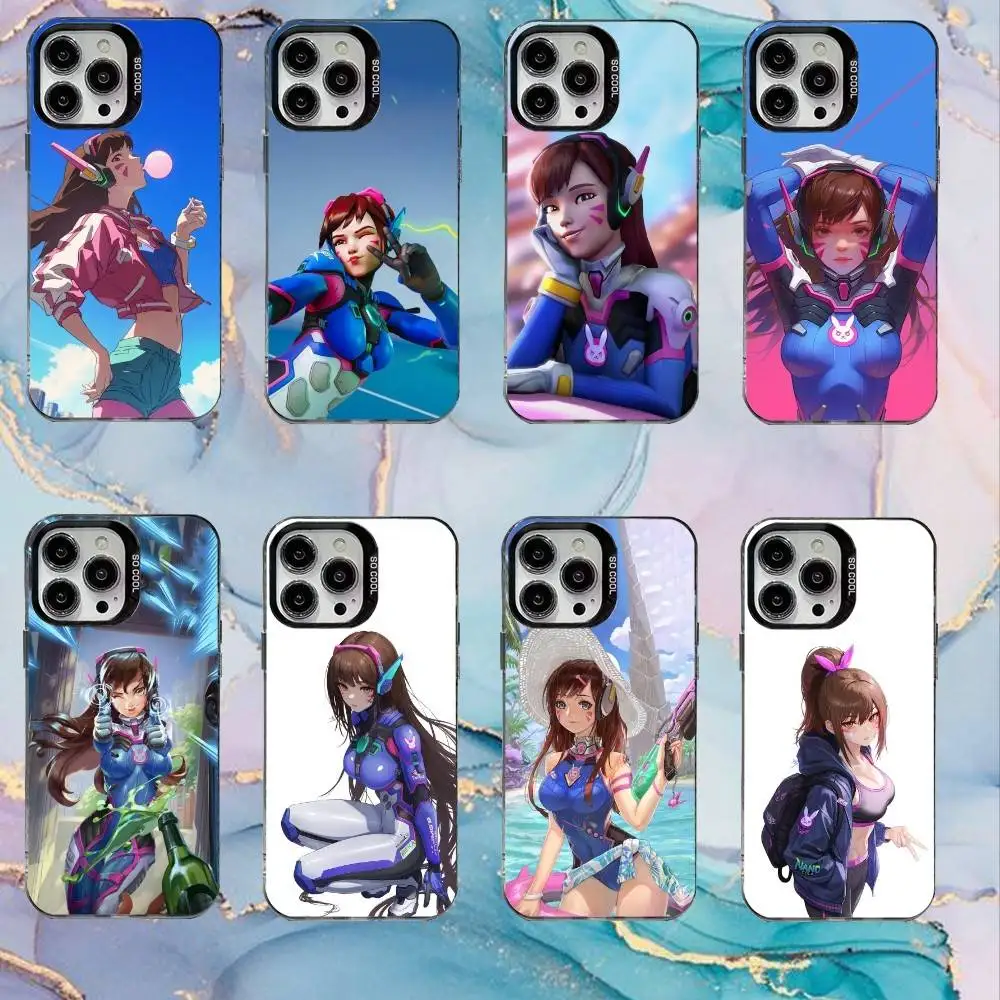

O-Overwatch Game D-Dva ES Phone Case For iPhone17,16,15,14,13,12,11 Plus,Pro Max Black Candy Matte Shockproof Cover