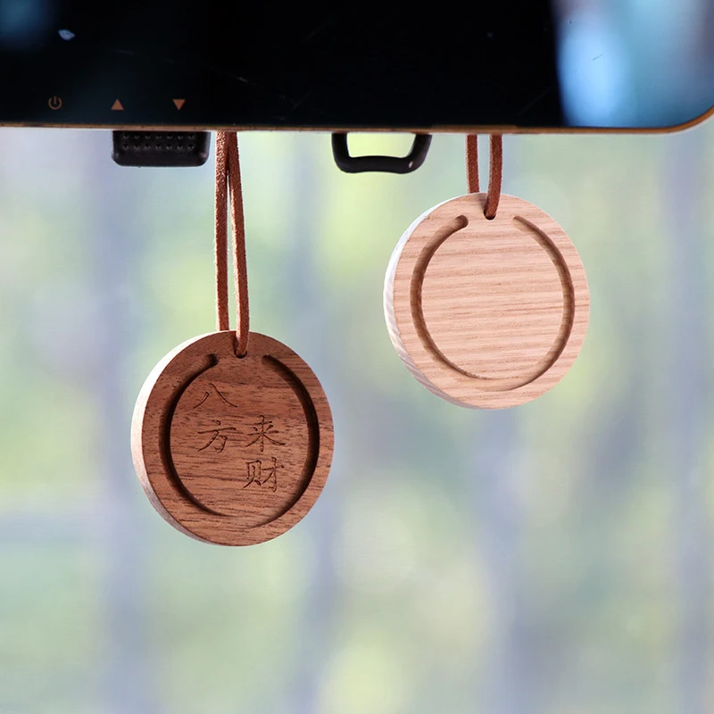 

Beech Wood Tablets Aromatherapy Oil Diffuser Car Air Freshener Circular Design; Absorbs Odor and Perfumes Car Interior