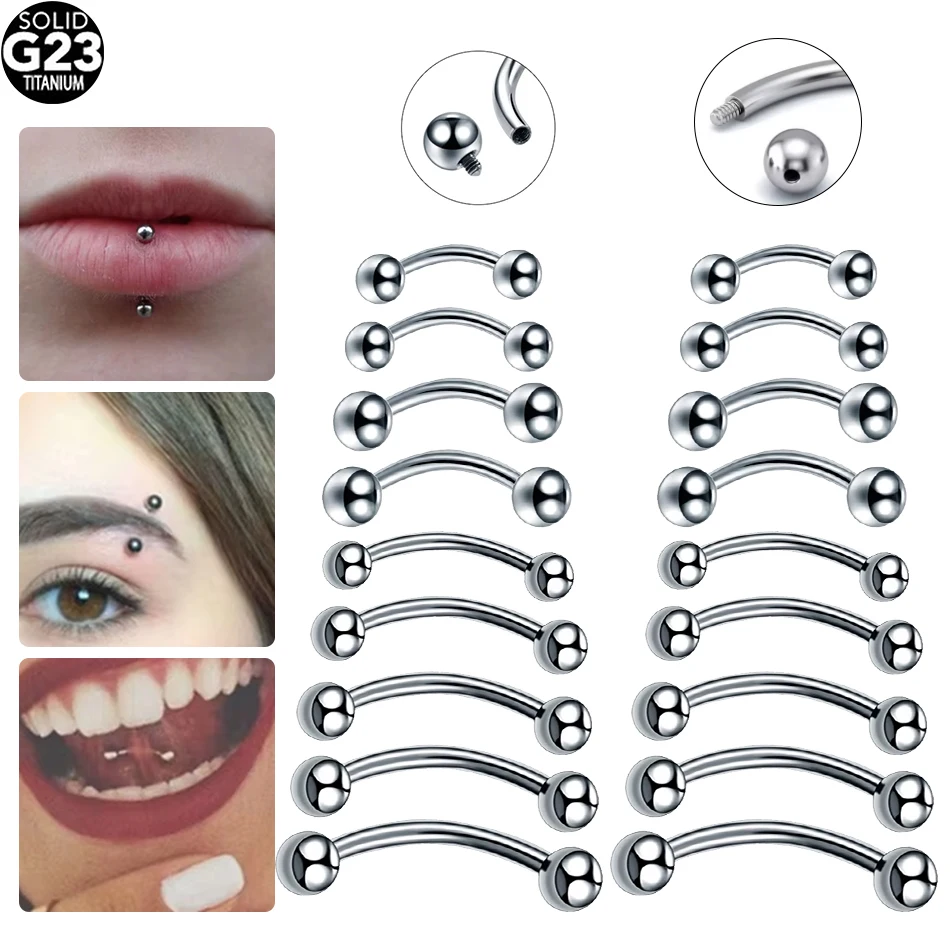 1/5PCS Titanium 16G 14G Daith Rook Earring Cartilage Helix Piercings 6mm-16mm Curved Bar Banana Eyebrow Ring Belly Women Jewelry
