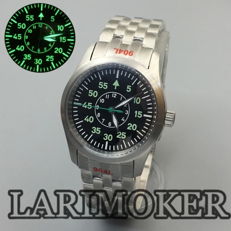 

LARIMOKER 36mm 39mm Watch Black dial Green Luminous NH35 PT5000 Mechanical Men's Watch Sapphire Glass Stainless Steel Bracelet