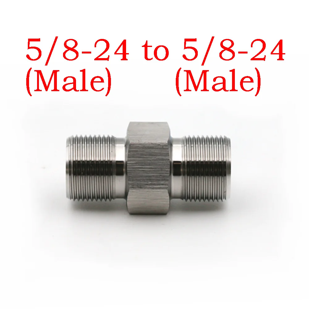 5/8-24 Male to Male Thread Adapter Stainless Steel Connector 5/8*24 to 5/8*24 Thread Extension SS Adapter