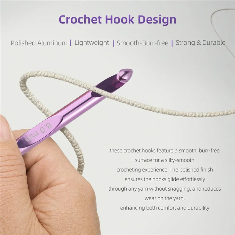 

Набор крючков ABBO-Tunisian с 6-дюймовыми алюминиевыми сменными крючками, 3–10 мм, длинные крючки для вязания с кабелем