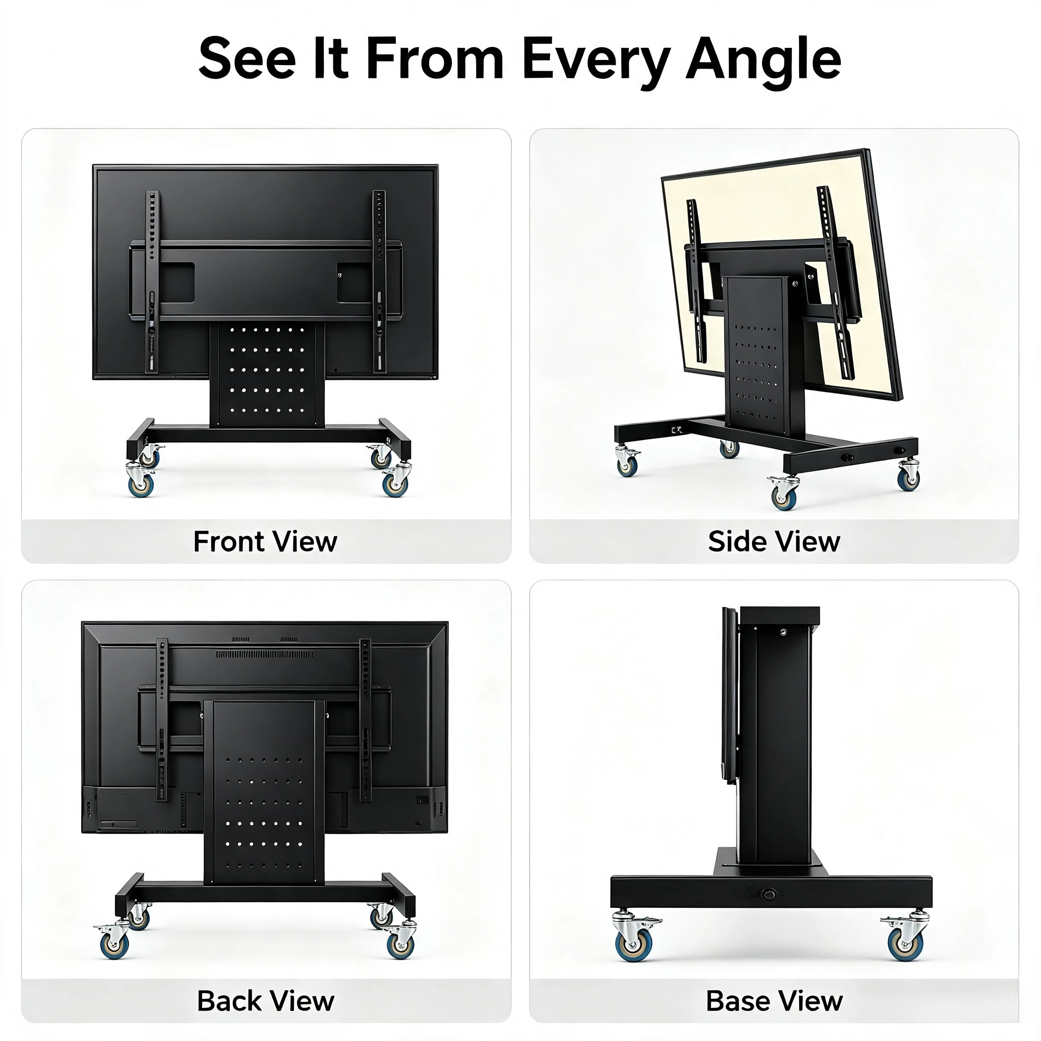 32 50 55 65 Inch Movable Floor TV Stand Vertical TV Hanger Mobile Stage Podium Universal Rolling Television Bracket