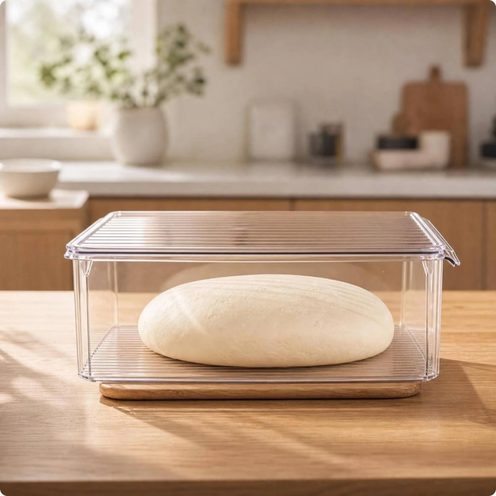 Bread Mixture Proofing Box Rectangular Bread Mixture Rising Box Proofing Container Fridge-Friendly Easy to Clean for Home Bakers