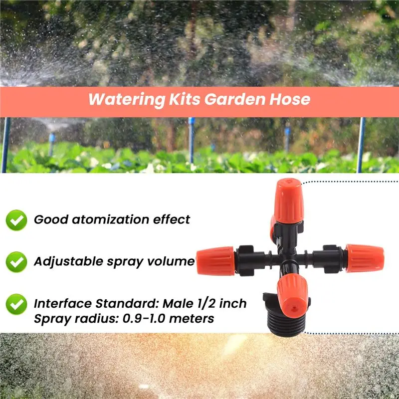 AT21-Garden Sprinklers Automatic Watering Grass Lawn 360 Degree Circle Rotating Water Sprinkler 5 Nozzles Garden Pipe Hose
