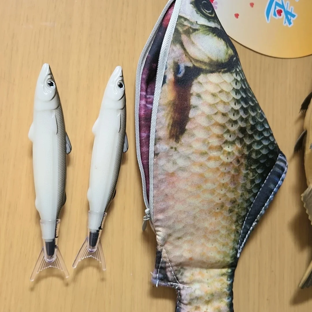 New Realistic Carp Fish Shaped Pencil Pouch Quirky Stationery Storage Bag For Students Kawaii Zipper Pencil Box Large Pen Bags