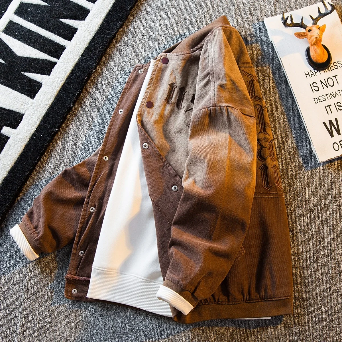 

Свободный мужской бейсбольный джгут с вышитыми надписями и адиванным дизайном для пар, осень-зима, большие размеры, американский ретро...