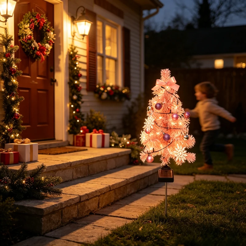 Güneş Enerjili Pembe Noel Ağac - Outdoor Solar Power Xmas Lights incelemesi ve fiyatı