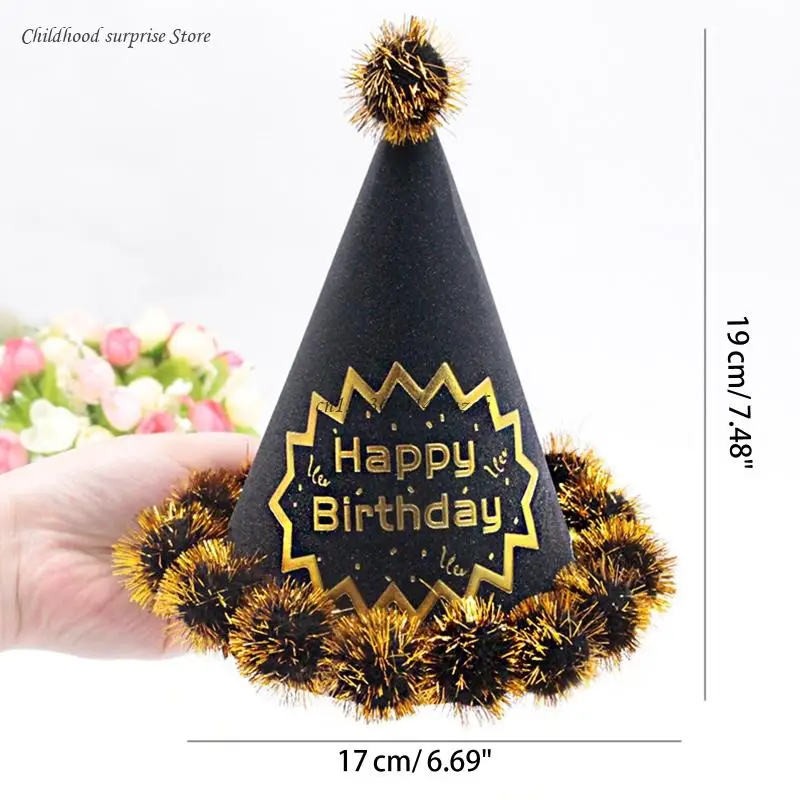 Party Cone Hoeden Pompoms Verjaardag Cone Hoeden Verjaardag Papieren Feesthoeden voor Kinderen Volwassenen Verjaardag