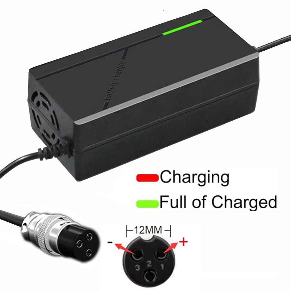 54.6V 2A Li-ion Charger Built-in Fan For Lithium Battery Pack 48V 13s DC5525/GX16/3Pin XLR Adapter For Electric Bike Charger image 4