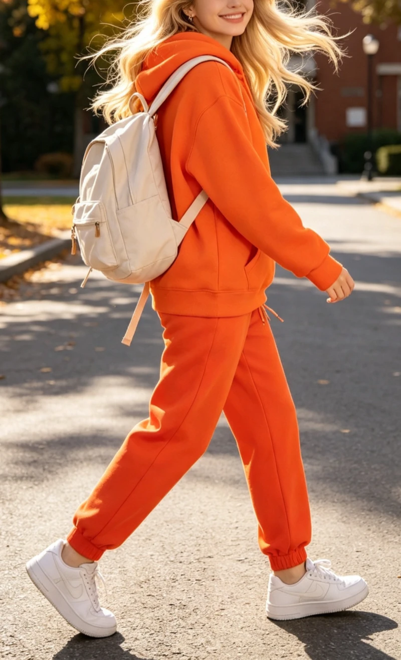 Women's Solid Color Hooded Sweat Set Loose Long-sleeved Hooded Top Drawstring Waist Pants Casual Two-piece Set