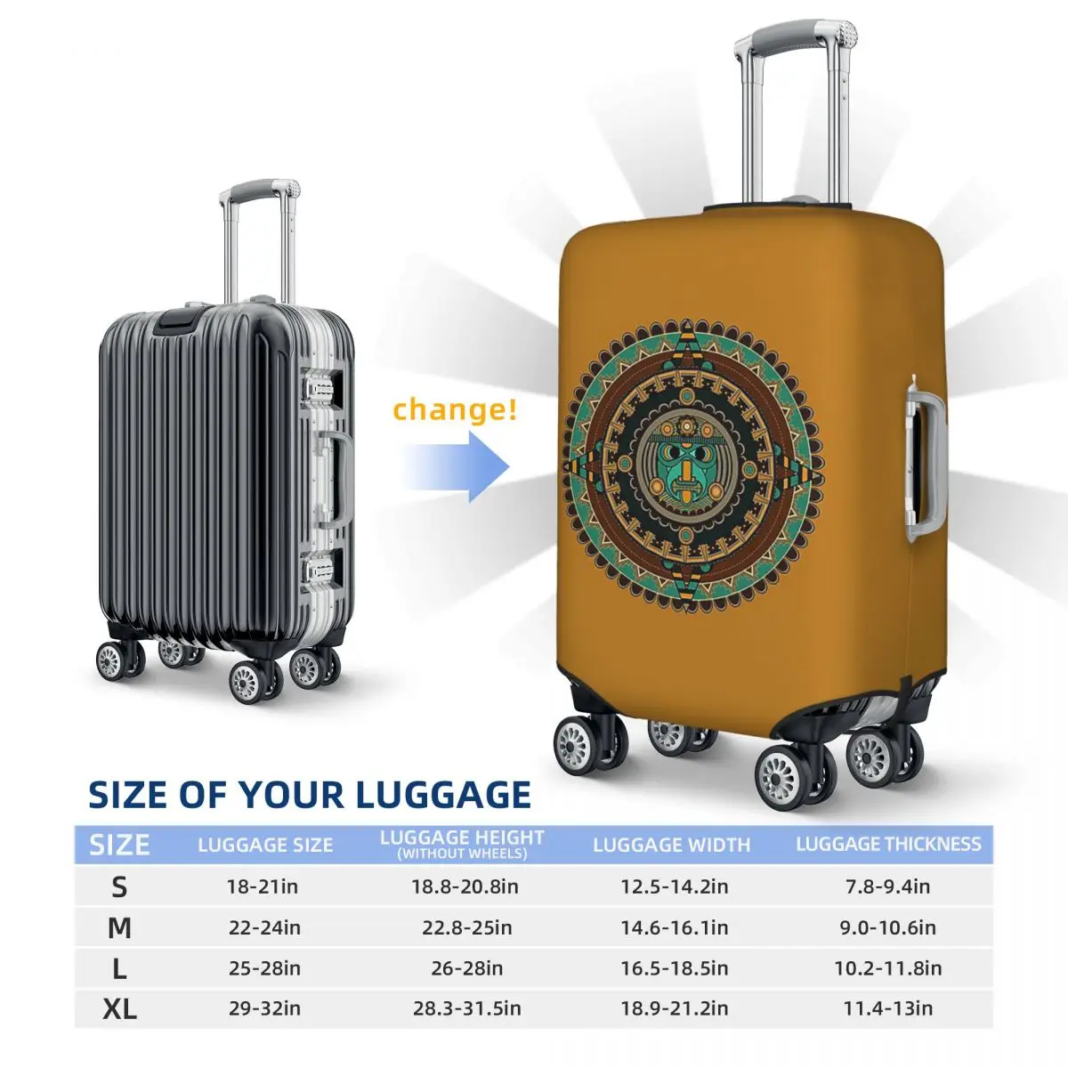 غطاء حقيبة تقويم أزتيك، أغطية حماية مرنة لأمتعة السفر مقاس 18-32 بوصة