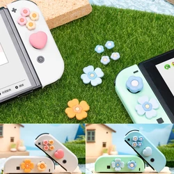 Flower Heart Silicone Soft D-pad Cross Button ABXY Key Sticker Skin Case For Switch Oled NS Joy-con Thumb Stick Grip Cap Cover