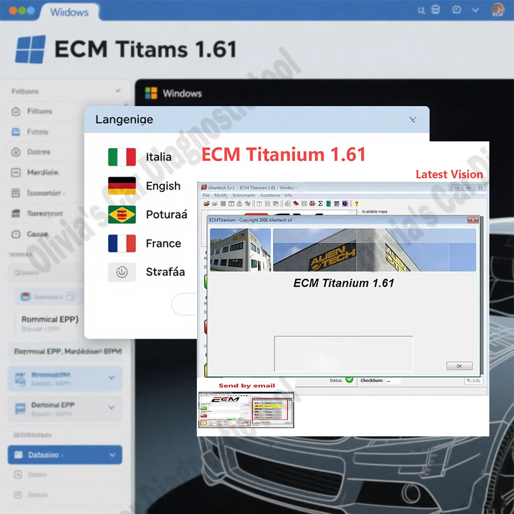 

ECM TITANIUM 1.61 obd2 scanner Car accessories Software With 26000 + Driver ECM 18259+Drivers for ecu tool Send link windows 10