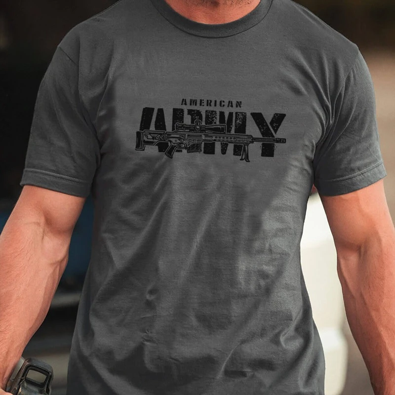2026 Summer New Product - ARMY Military Style - Sniper Print Model - Round-neck Short-sleeved T-shirt - Tough Guy Men's Clothing