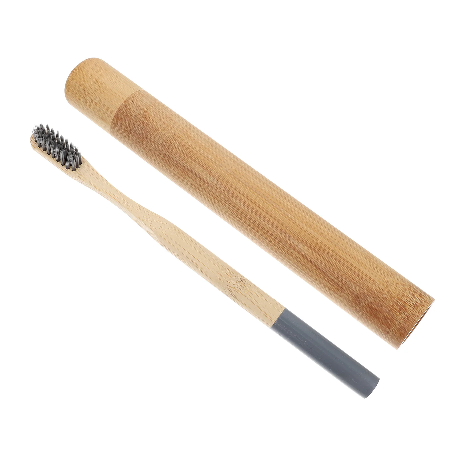 Round Handle Cylinder Toothbrush Travel Toothbrushes Biodegradable Friendly 19X1X1CM Bamboo Teeth Cleaning with Tube