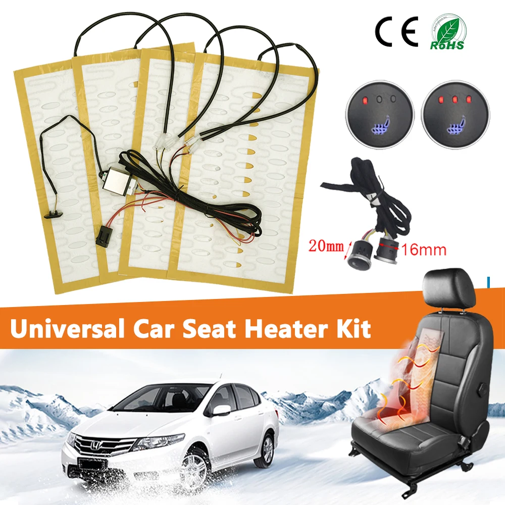 

New Built-in Car Seat Heater Kit Fit 2 Seats Universal 12V 27W Heating Pads Round Dual Control Switch System For Auto Seats