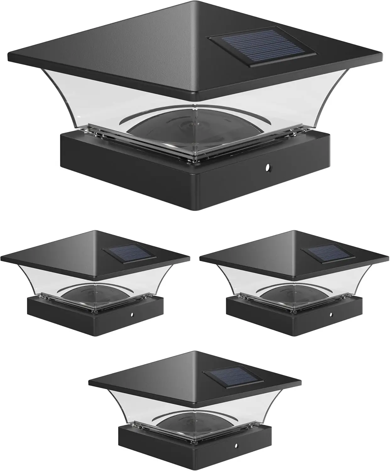 Classic Solar Post Cap Lights - Bright LED for Fence Deck Garden Patio - Slate Black (4 Pack)