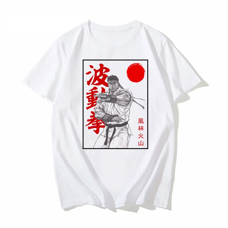 Japan Style Attacks T Shirt Men Women Teenage Fighter Ryu Ken Hadoken O-Neck Youth Top TShirt Games Videogame