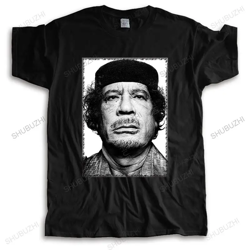 mens fashion brand short sleeve t shirt streetwear tee tops Gaddafi Libyan Dictator Portrait unisex loose casual style tee-shirt