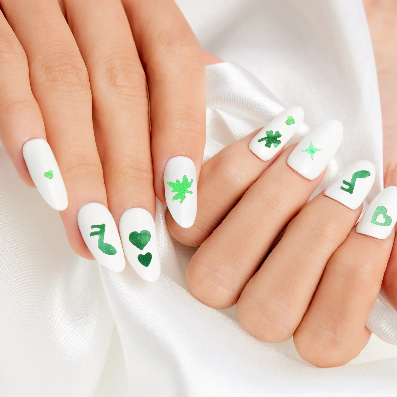 3 Boxes Clover Nail Art Charms Trendy Blossom Design Lightweight Nail Decals for Home DIY Nails Salon St Patrick Day Manicure
