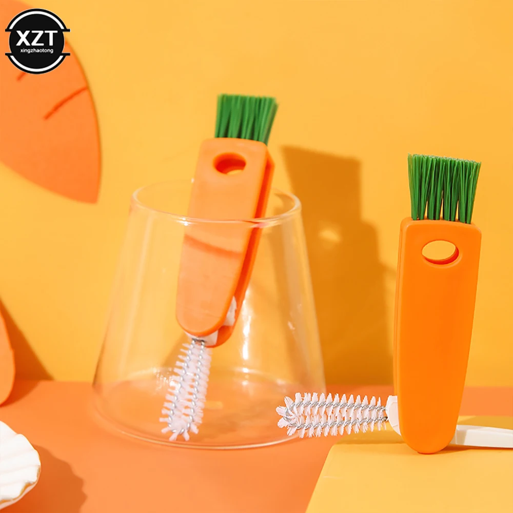 3in1 Cleaning Brush Cute Carrot Shape Clean Cups Kettle Kitchen Tableware Multifunctional Milk Bottle Brush Cleaning Tools New